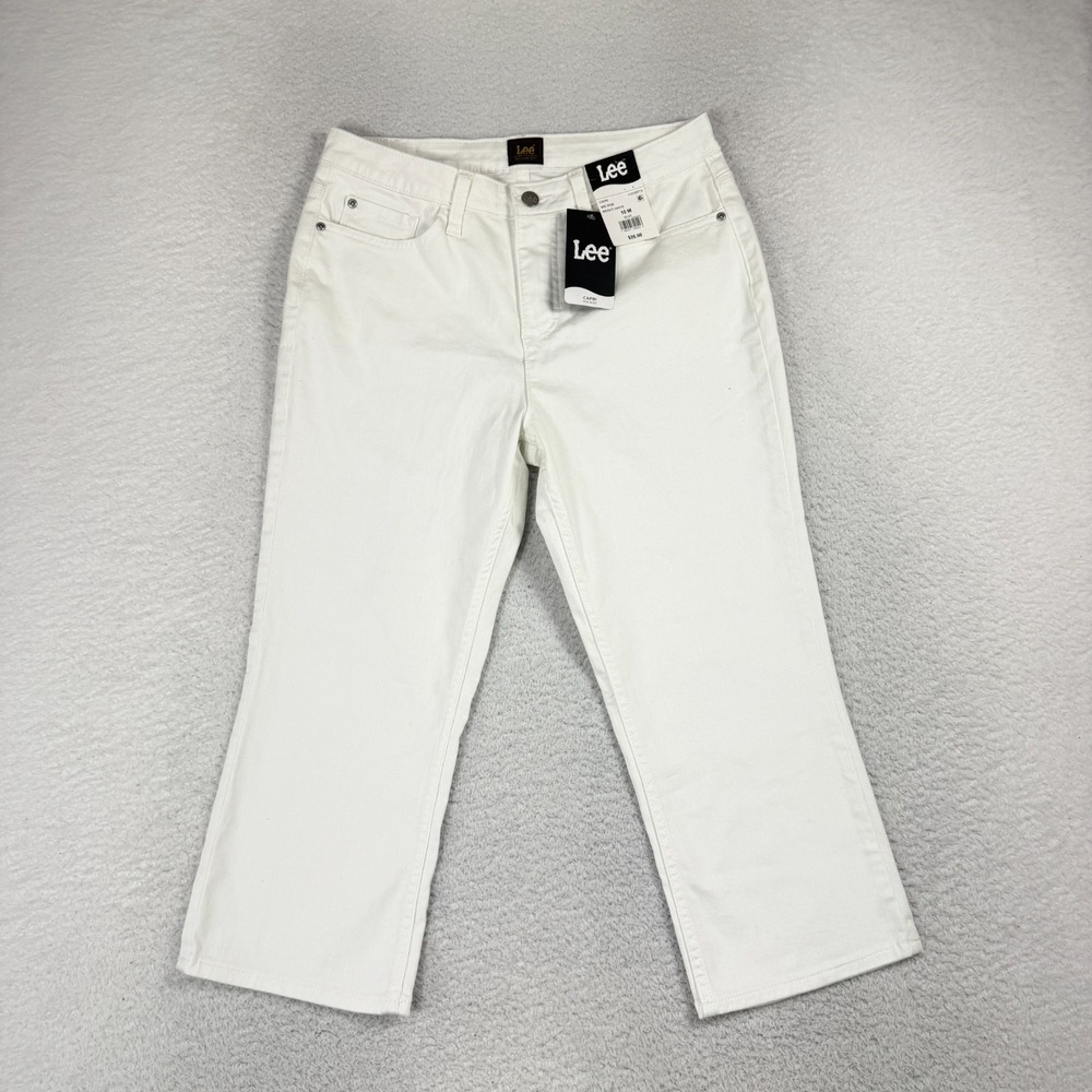Vintage LEE Women’s Mid Rise Capri Jeans White 10 M (30.5x21) NWT Deadstock